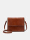 Vintage Stone Pattern Multi-Carry Crossbody Bag Faux Leather Decompression Strap Shoulder Bag - Coffee