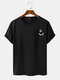 Mens Smile Face Chest Print Daily Short Sleeve T-Shirts - Black