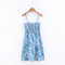 Women's European And American Season Holiday Dress Small Floral Ruffled Pleated Skirt - Light Blue