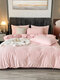 3PCS/4PCS Print Solid Color Bedding Sets Bedspread Quilt Cover Pillowcase - #11