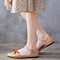 Women Large Size Flat Sandals  - Khaki