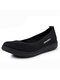 Women Breathable Knitted Soft Sole Slip On Flats Shoes - Black