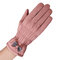 Winter Outdoor Sports Warm Windproof Touch Screen Gloves Women Bow Tie Plush Gloves - Pink