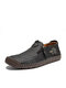 Menico Men Retro Classic Round Toe Side-zip Slip Resistant Hand Stitching Shoes - Black
