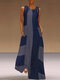 Plaid Print Sleeveless O-neck Plus Size Dress for Women - Navy
