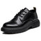 Men British Style Comfy Wearable Black Platform Business Casual Shoes - Black1