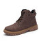 Men Outdoor Work Style Lace Up Ankle Leather Boots - Brown
