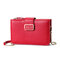 Women Multi-layer Rectangle Phone Bag Solid Chain Crossbody Bag - Red