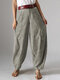Casual Solid Color Baggy Pockets Harem Pants For Women - Coffee