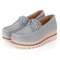 Plus Size Women Moccasins Suede Tassel Flat Platform Sneakers Shoes - Grey