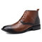 Men Retro Cow Leather Non Slip Crocodile Pattern Casual Ankle Boots - Brown