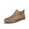 Men Microfiber Leather Slip Resistant Side Zipper Casual Skate Shoes - Khaki