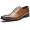 Men Retro Leather Cap Toe Non-slip Business Casual Formal Dress Shoes  - Brown