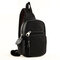 Men Canvas Casual PU Leather Chest Bag Shoulder Bag Crossbody Bags - Black