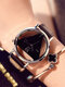 5 Colors PU Alloy Women Double-sided Hollow Dial Watch Decorative Pointer Simple Quartz Watch - Black Band Black Dial