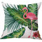 Funda de almohada de lino Flamingo Patrón Hojas tropicales verdes acuarela Monstera Hoja Palm Aloha - #14