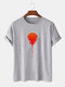 T-shirt a maniche corte in cotone stampato giapponese Red Sun da uomo - Grigio