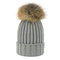 Warm Beanie Hats Tide Cute Lady Outdoor Knit Warm Wool Ball Wool Hat  - Gray