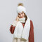Womens Christmas Knitted Hat Scarves Set Solid Beanie Cap Thickening Scarf Slouchy Warm Skull Cap - White