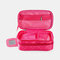 Women Waterproof Solid Travel Double Layer Storage Cosmetic Bag - Rose Red