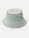 Women Embroidery Stars And Moon Pattern Print Casual Soft Outdoor Travel Bucket Hat - Green