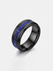 Trendy Simple Inlaid Single Row Square Blue Rhinestones Color Contrast Circle-shaped Stainless Steel Ring - Black