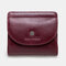Women 8 Card Slots Genuine Leather Coin Purse Wallet - Wine Red