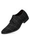 Men Pointed Toe Canvas Business Casual Dress Shoes - Black