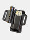 Ekphero Men Genuine Leather Vintage EDC Portable Small Holder Light Weight Wearable Waist Pack - Black
