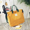 Women Solid Canvas Leisure Crossbody Bag Large Capacity Handbag - Yellow