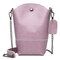 Women Genuine Leather Vintage Bucket Bag Solid Phone Bag Leisure Mini Crossbody Bag - Purple