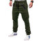 Casual Sport Pants Elastic Waist Drawstring Zipper Pockets Sportwear for Men - Green