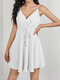 Backless Tie-up Design Sleeveless Mini Dress - White