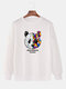 Mens Two Tone Panda Graphic Print Crew Neck Loose Casual Sweatshirt - White