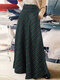 Women Vintage Plaid High Waist Skirt With Pocket - Green