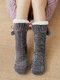 Women Home Carpet Sock Fur Warm Plush Bedroom Non-slip Soft Indoor Comfy Floor Sock - Dark Gray
