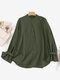 Solid Bell Sleeve Ruffle Trim Stand Collar Blouse - Dark Green