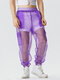 Pantalon cargo en maille transparente pour hommes - violet