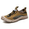 Men Braethable Mesh Slip Resistant Toe Protection Soft Outdoor Hiking Shoes - Khaki