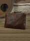 Men Vintage Genuine Leather Crazy Horse Leather Coin Mini Short Key Wallet - 7