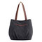 Women Canvas Solid Tote Bags Leisure Handbags Casual Shoulder Bags - Black
