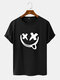 Mens Smile Face Graphic Crew Neck Street Short Sleeve T-Shirts - Black