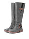 Plus Size Women Metal Buckle Decor Slip On Mid Calf Riding Boots - Grey