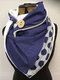 Women Solid Color Dots All-match Thick Warmth Shawl Printed Scarf - Blue