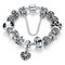 Sweet Rhinestones Tibetan Silver Heart Charming Chain Beads Bracelets  - Black+White