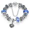 Sweet Rhinestones Tibetan Silver Heart Charming Chain Beads Bracelets  - Blue
