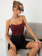 Solid Knit Backless Strap Sleeveless Sexy Cami Women - Wine Red