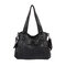 Women Hardware Shoulder Bag Washed Leather Messenger Bag  - Black