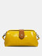 Women Artificial Leather Vintage Portable Large Capacity Crossbody Bag Retro Shoulder Bag - Yellow