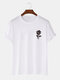 Mens Rose Chest Print 100% Cotton Casual Short Sleeve T-Shirts - White
